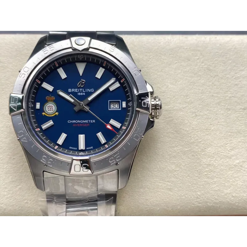 Breitling Avenger A173281A1C1A1 Replica - Blauwe Wijzerplaat Geribbelde Lunette