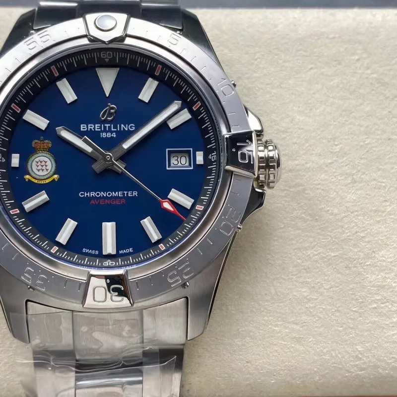 Breitling Avenger A173281A1C1A1 Replica - Blauwe Wijzerplaat Geribbelde Lunette