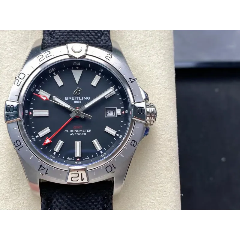 Breitling Avenger A32320101B1X1 Replica - Zwarte Wijzerplaat Geribbelde Lunette