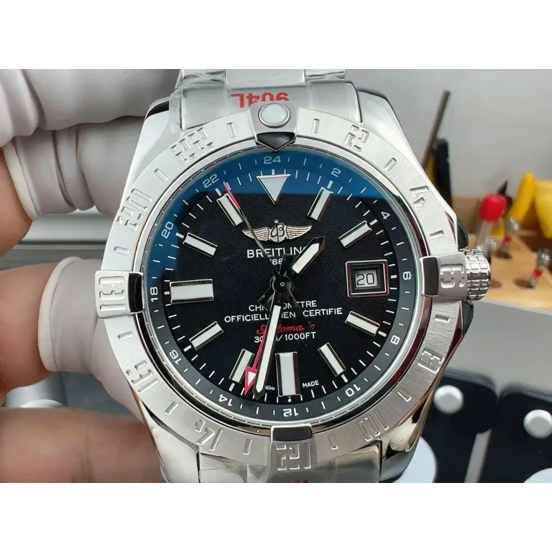 Breitling Avenger A32390111B1A1 Replica - Zwarte Wijzerplaat Geribbelde Lunette