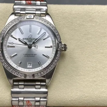Breitling Chronomat Dames A10380591A1A1 Replica - Zilveren Wijzerplaat Geribbelde Lunette