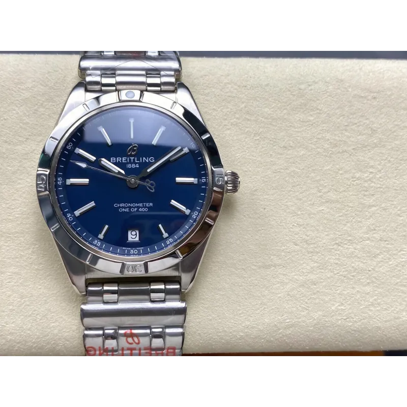 Breitling Chronomat Dames A103801A1C1A1 Replica - Blauwe Wijzerplaat Geribbelde Lunette