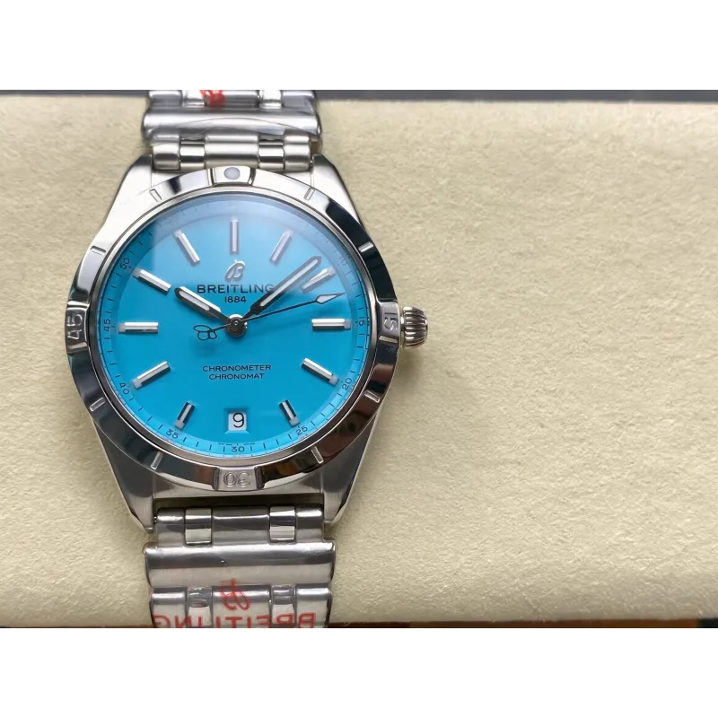 Breitling Chronomat Dames A103803A1L1A1 Replica - Tiffany Blue Geribbelde Lunette