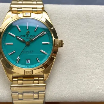 Breitling Chronomat Dames K103801A1L1K1 Replica - Groene Wijzerplaat Geribbelde Lunette