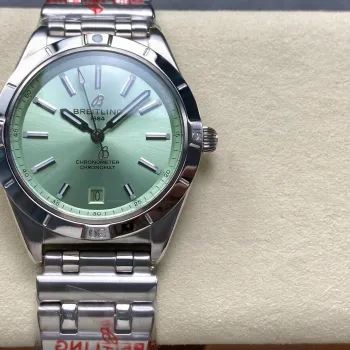 Breitling Chronomat Dames A10380101L1A1 Replica - Mintgroene Wijzerplaat Geribbelde Lunette