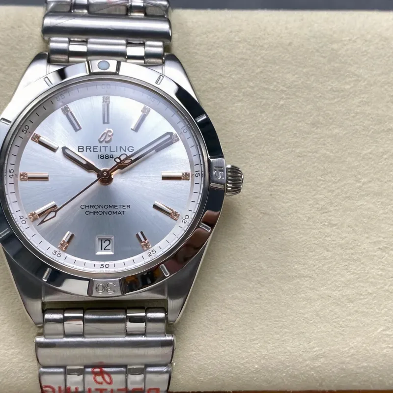 Breitling Chronomat Dames A10380101A2A1 Replica - Zilveren Wijzerplaat Geribbelde Lunette