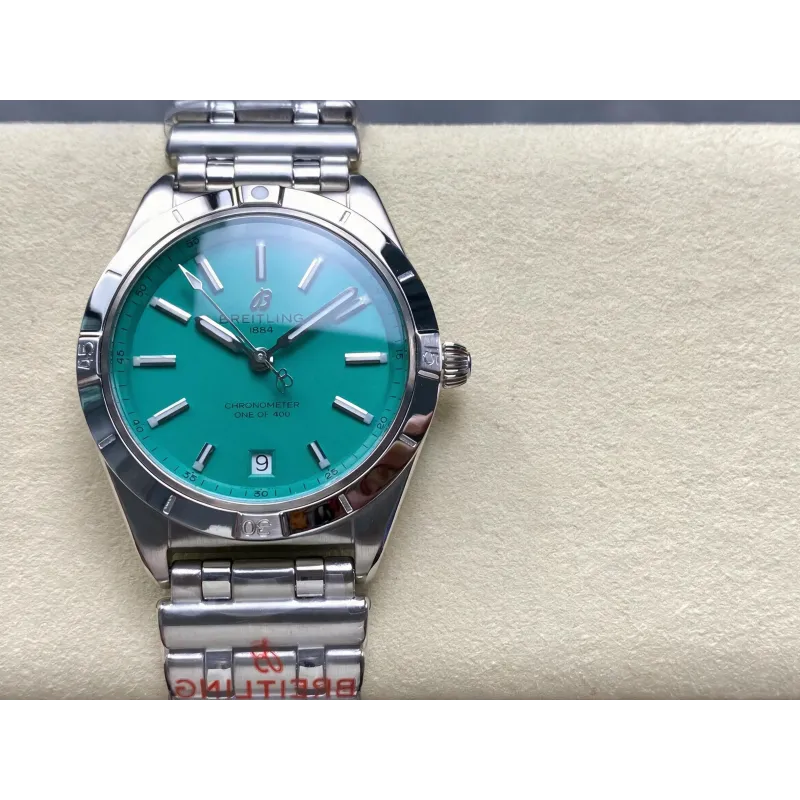 Breitling Chronomat Dames A103801A1L1A1 Replica - Turquoise Wijzerplaat Geribbelde Lunette