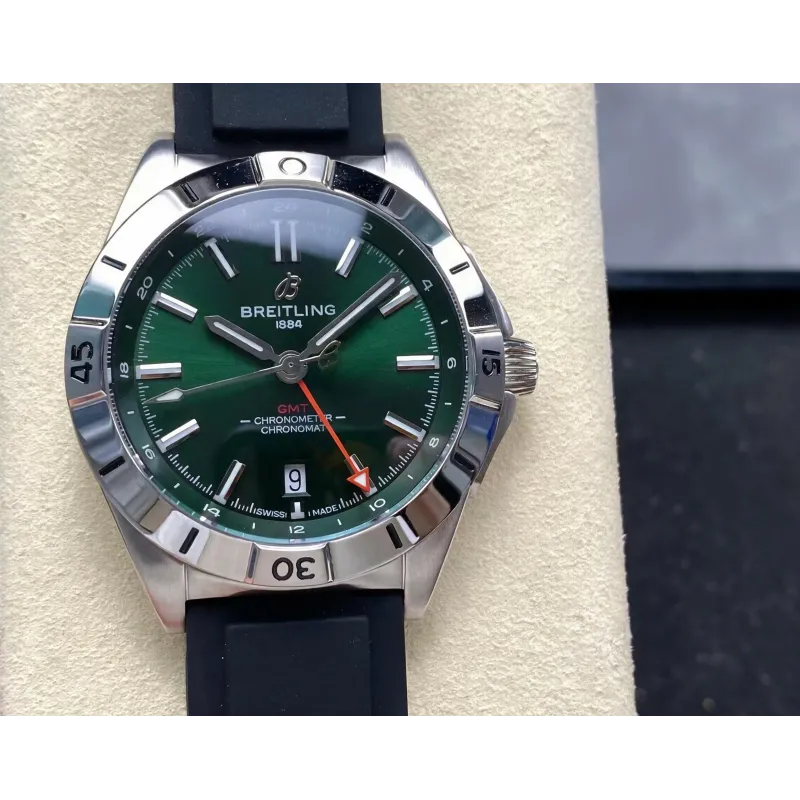 Breitling Chronomat A32398101L1A1 Replica - Groene Wijzerplaat Geribbelde Lunette