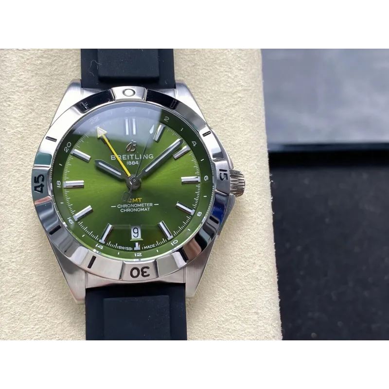 Breitling Chronomat A32398A11L1A1 Replica - Olijfgroene Wijzerplaat Geribbelde Lunette