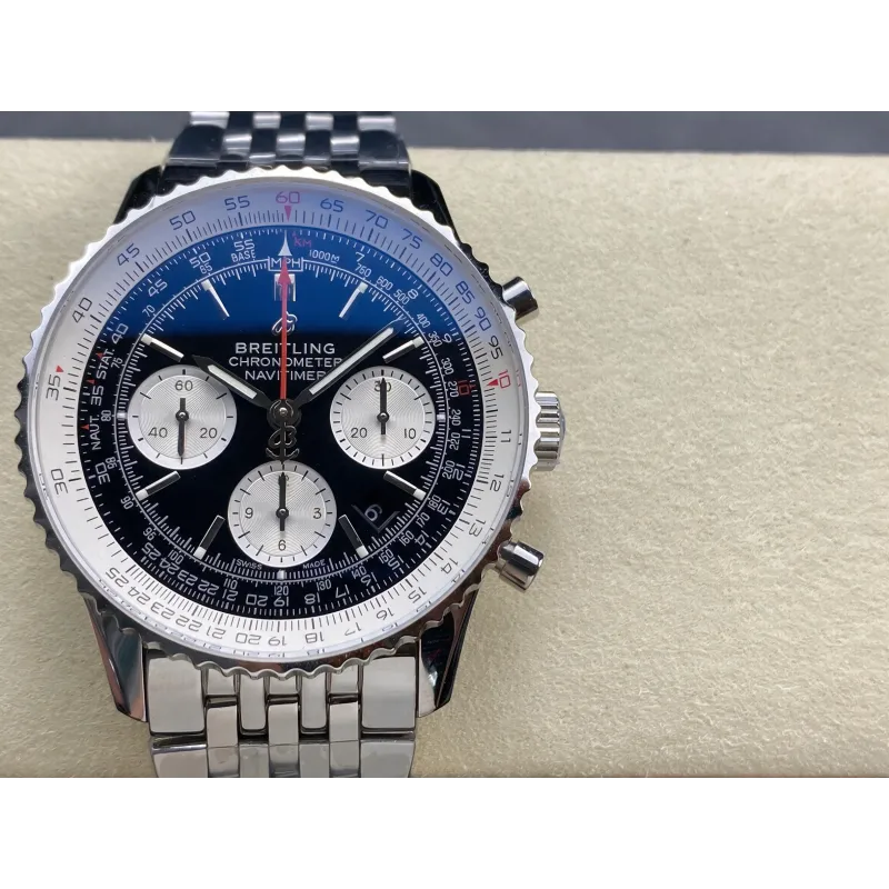 Breitling Navitimer AB0121211B1A1 Replica - Zwarte Wijzerplaat Geribbelde Lunette