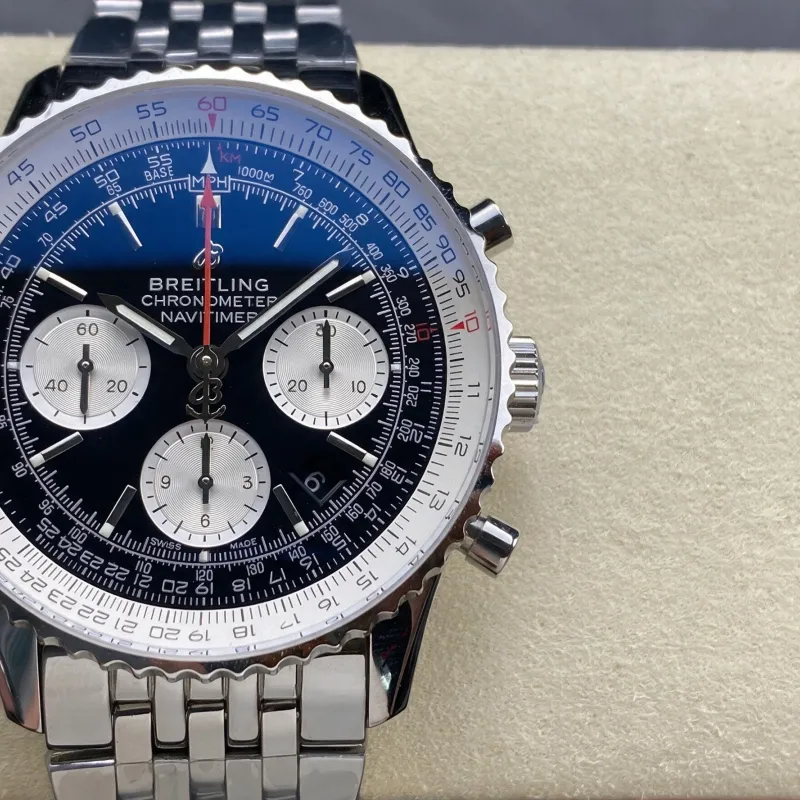 Breitling Navitimer AB0121211B1A1 Replica - Zwarte Wijzerplaat Geribbelde Lunette