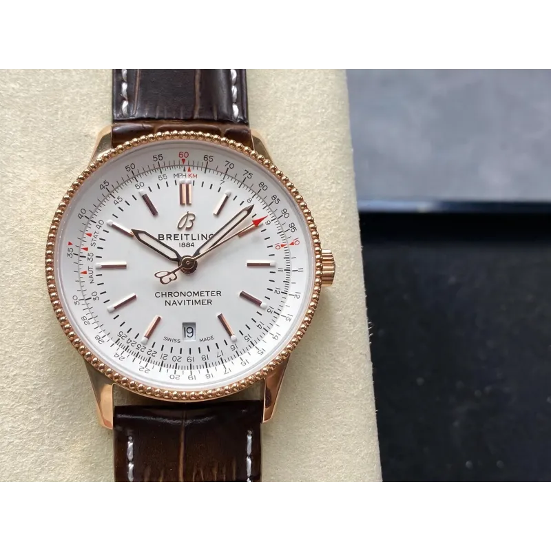 Breitling Navitimer Automatic 41 R17326211G1P1 Replica - Witte Wijzerplaat Rosegoud