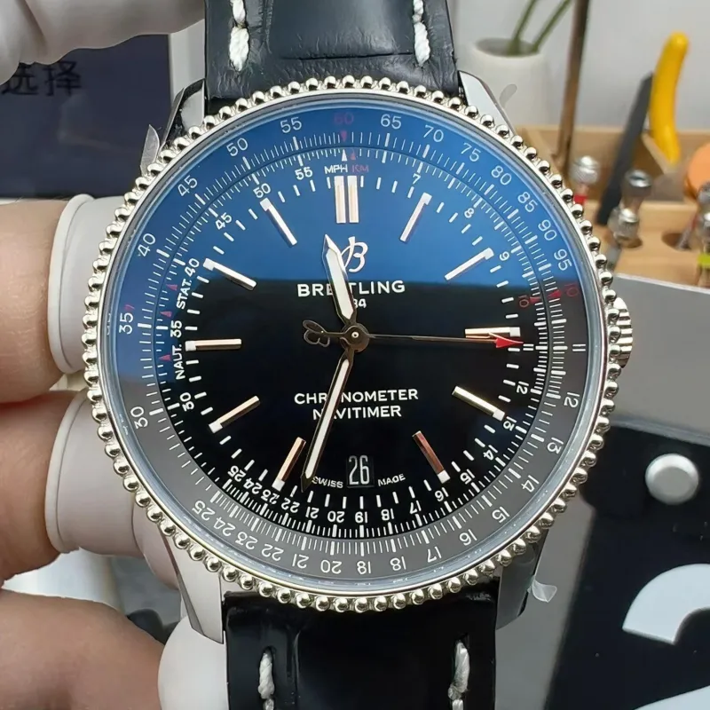 Breitling Navitimer A17326211B1P2 Replica - Zwarte Wijzerplaat Geribbelde Lunette