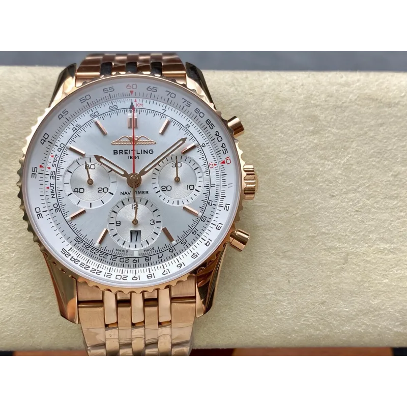Breitling Navitimer RB0139211G1R1 Replica - Zilveren Wijzerplaat Geribbelde Lunette