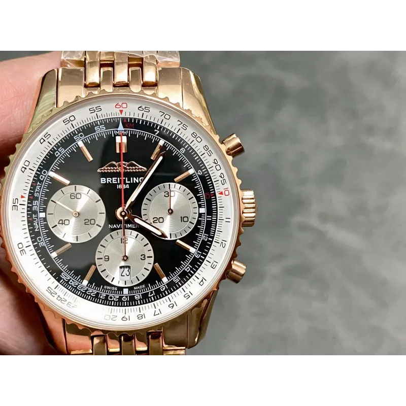 Breitling Navitimer RB0138211B1R1 Replica - Zwarte Wijzerplaat Geribbelde Lunette