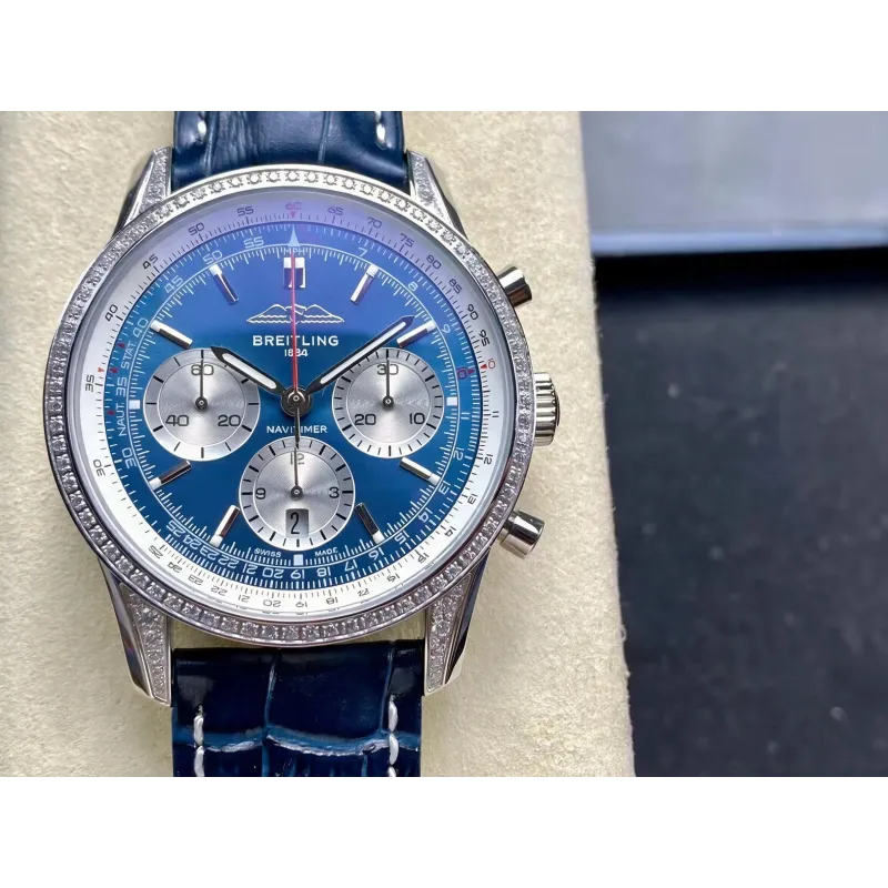 Breitling Navitimer AB0139631C1P1 Replica - Blauwe Wijzerplaat Geribbelde Lunette