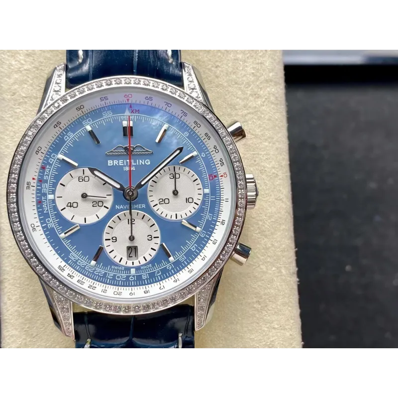 Breitling Navitimer AB01396A1C1P1 Replica - Parelmoer Wijzerplaat Geribbelde Lunette