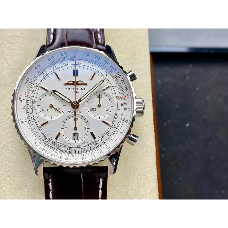 Breitling Navitimer AB0139211G1P1 Replica - Zilveren Wijzerplaat Geribbelde Lunette