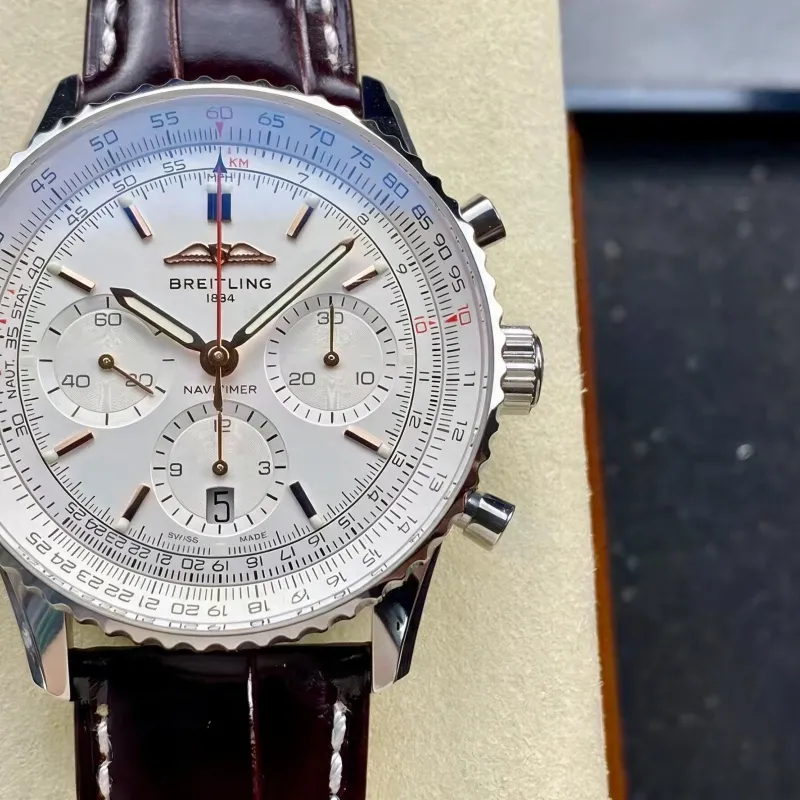 Breitling Navitimer AB0139211G1P1 Replica - Zilveren Wijzerplaat Geribbelde Lunette