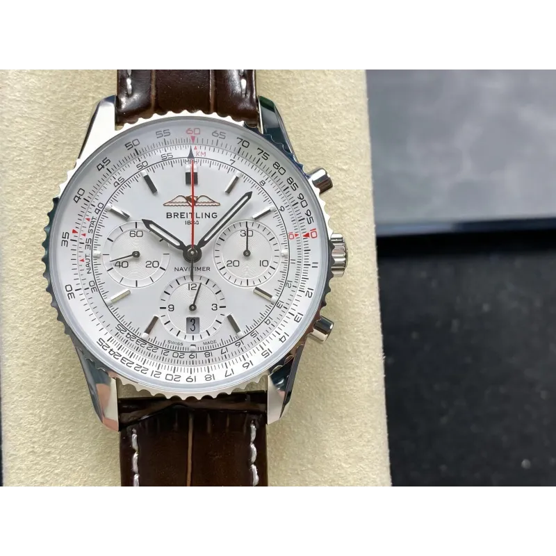 Breitling Navitimer AB0139211G1P1 Replica - Zilveren Wijzerplaat Geribbelde Lunette
