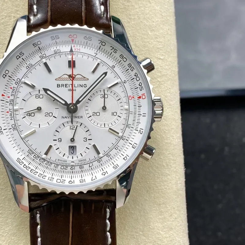 Breitling Navitimer AB0139211G1P1 Replica - Zilveren Wijzerplaat Geribbelde Lunette
