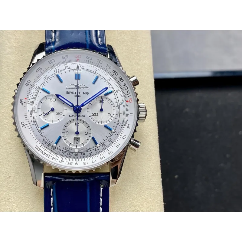 Breitling Navitimer AB0139A71G1P1 Replica - Zilveren Wijzerplaat Geribbelde Lunette