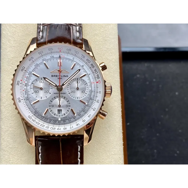 Breitling Navitimer RB0139211G1P1 Replica - Zilveren Wijzerplaat Geribbelde Lunette