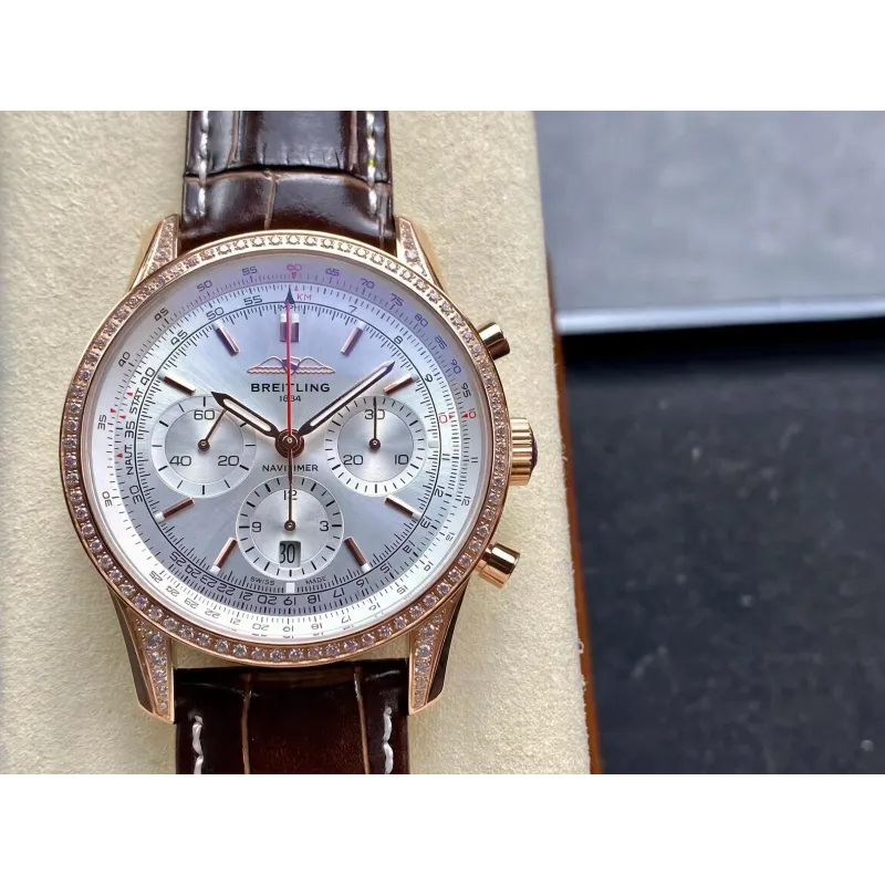 Breitling Navitimer RB0139631G1P1 Replica - Zilveren Wijzerplaat Geribbelde Lunette