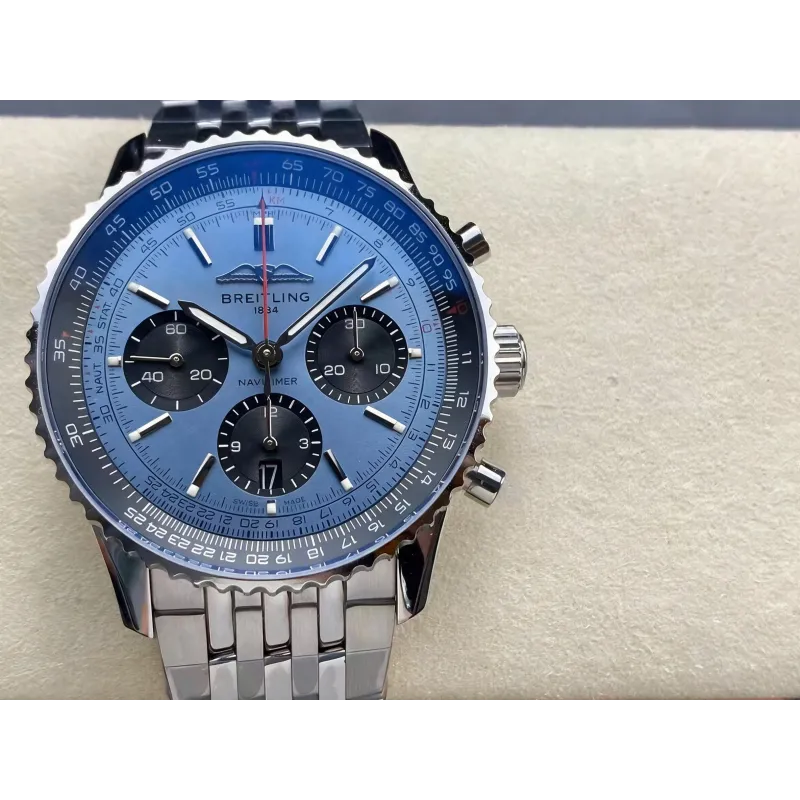 Breitling Navitimer AB0138241C1A1 Replica - Blauwe Wijzerplaat Geribbelde Lunette