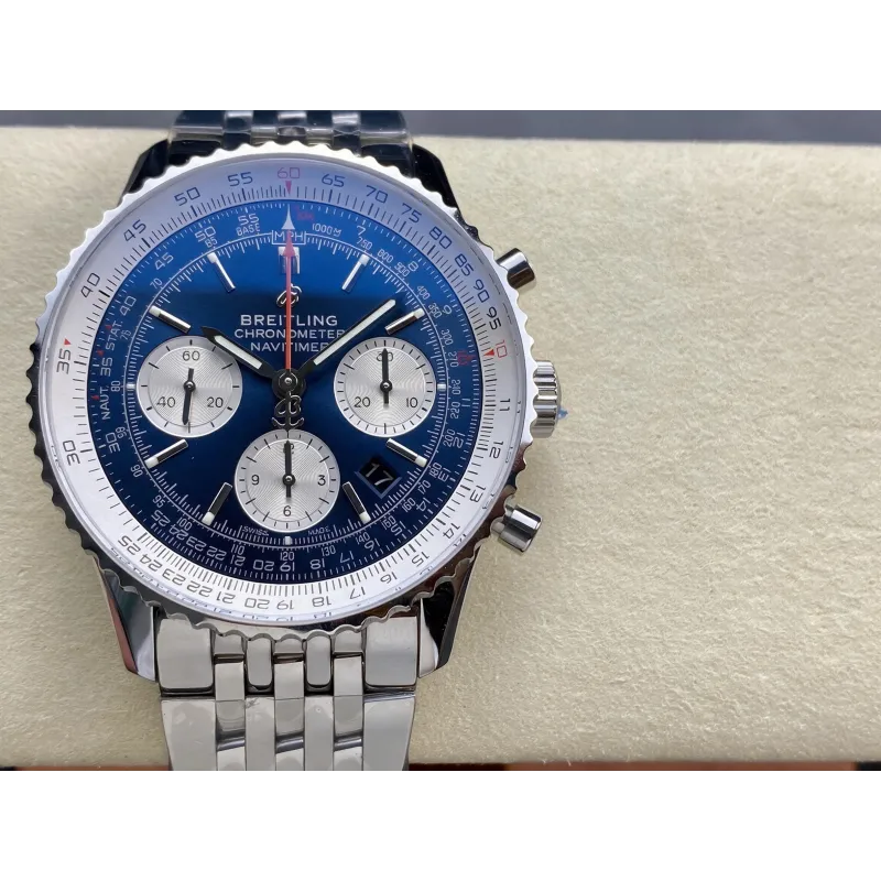 Breitling Navitimer AB0127211C1A1 Replica - Blauwe Wijzerplaat Geribbelde Lunette