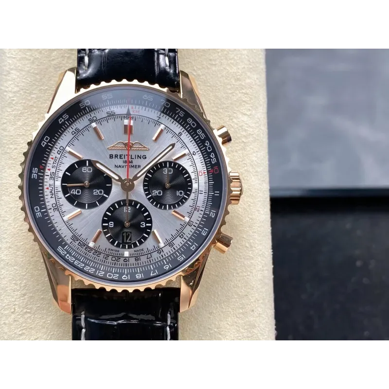 Breitling Navitimer RB0137241G1P1 Replica - Zilveren Wijzerplaat Geribbelde Lunette