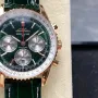 Breitling Navitimer RB01384A1L1P1 Replica - Groene Wijzerplaat Geribbelde Lunette
