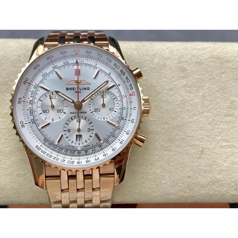 Breitling Navitimer RB0139211G1R1 Replica - Zilveren Wijzerplaat Geribbelde Lunette