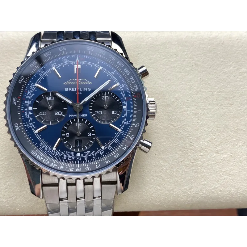 Breitling Navitimer AB0139241C1A1 Replica - Blauwe Wijzerplaat Geribbelde Lunette