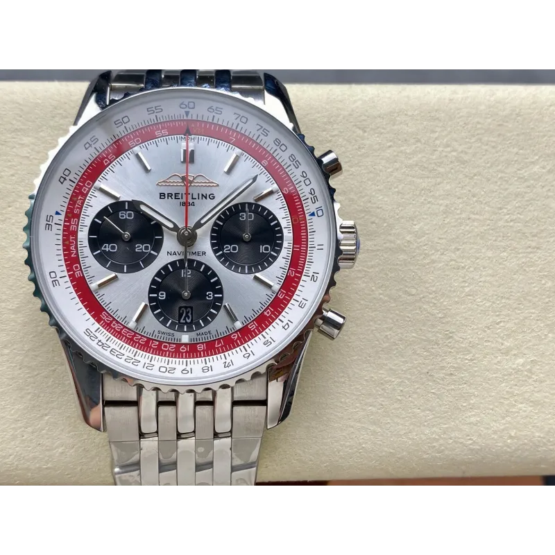 Breitling Navitimer AB01383B1G1A1 Replica - Zilveren Wijzerplaat Geribbelde Lunette