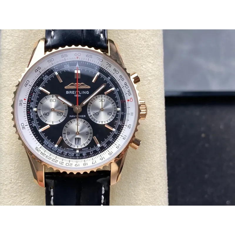 Breitling Navitimer RB0138211B1P1 Replica - Zwarte Wijzerplaat Geribbelde Lunette