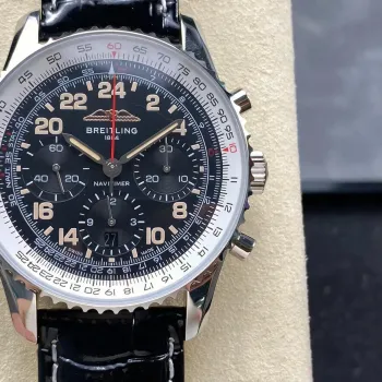 Breitling Navitimer PB02301A1B1P1 Replica - Zwarte Wijzerplaat Geribbelde Lunette