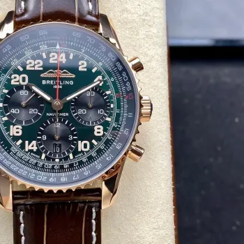 Breitling Navitimer RB12302A1L1P1 Replica - Groene Wijzerplaat Geribbelde Lunette