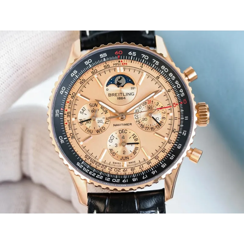 Breitling Navitimer RB19101A1H1P1 Replica - Rose Gold Geribbelde Lunette