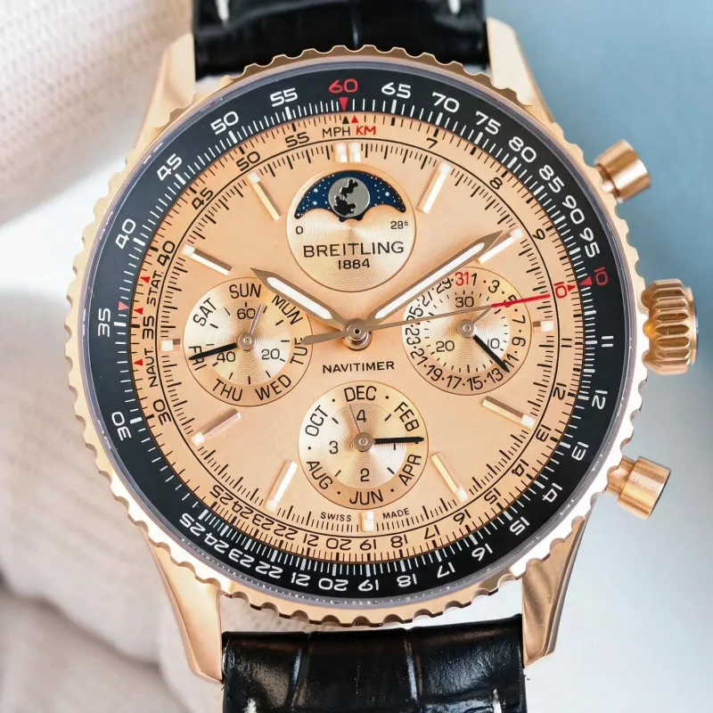 Breitling Navitimer RB19101A1H1P1 Replica - Rose Gold Geribbelde Lunette