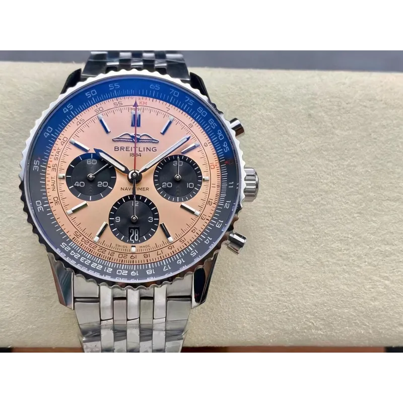 Breitling Navitimer AB0138241K1A1 Replica - Copper Geribbelde Lunette