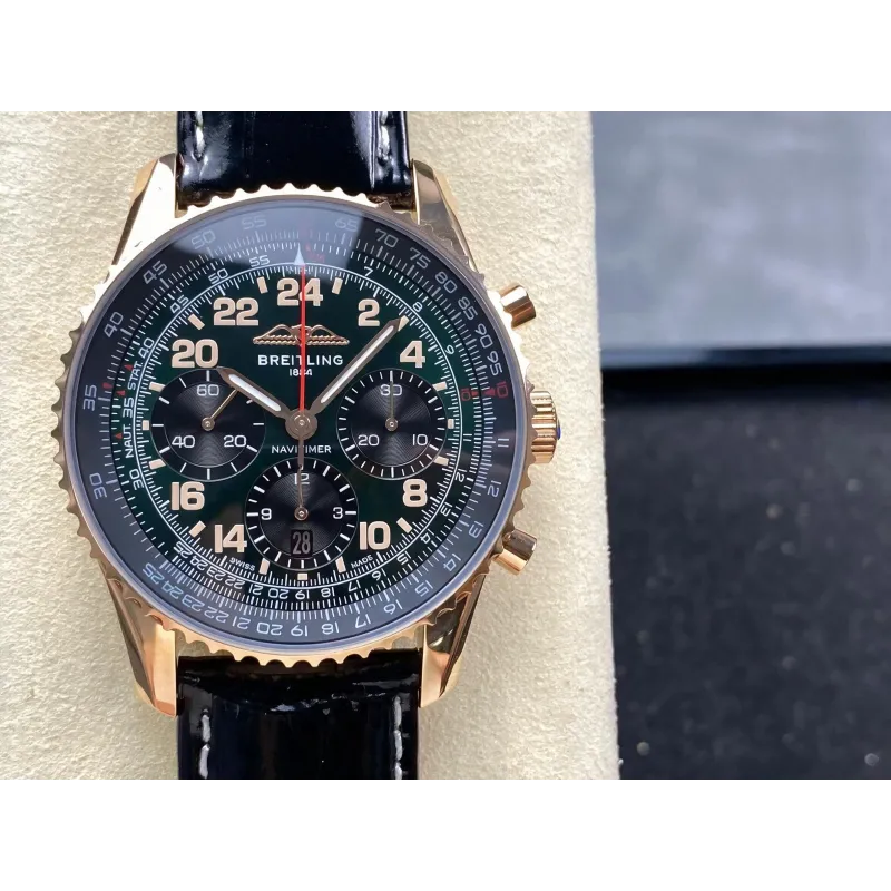 Breitling Navitimer RB12302A1L1P1 Replica - Groene Wijzerplaat Geribbelde Lunette