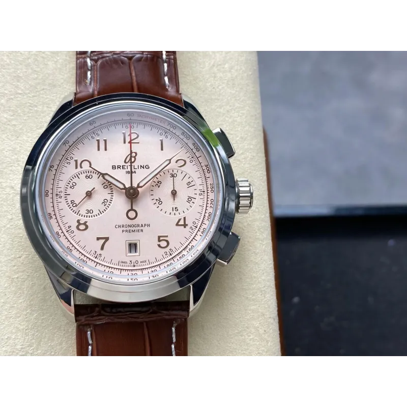 Breitling Premier B01 Chronograph 42 AB0145211G1P2 Replica - Zilveren Wijzerplaat