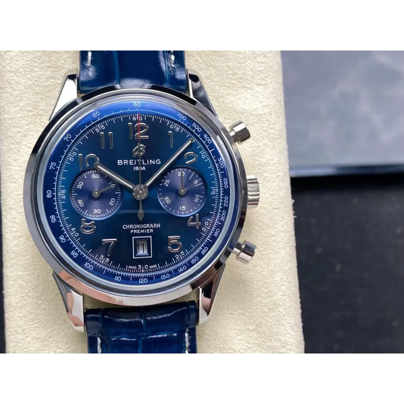 Breitling Premier AB0145171C1P2 Replica - Blauwe Wijzerplaat Roestvrij Staal