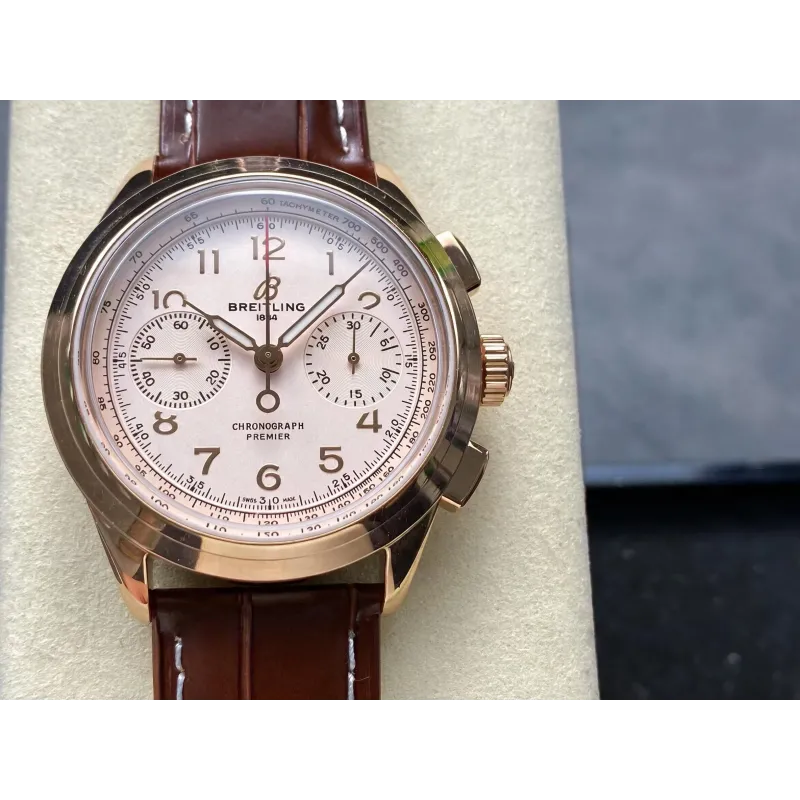 Breitling Premier B09 Chronograph 40 Rose Gold RB0930371G1P1 Replica - Zilveren Wijzerplaat