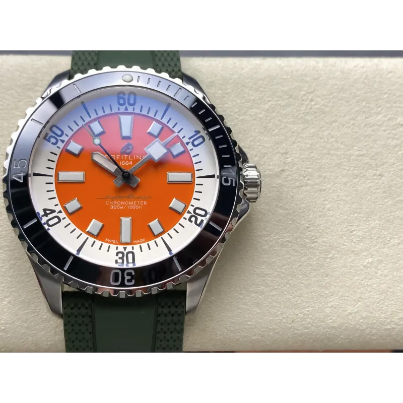 Breitling Superocean 42 A173751A1O1S1 Replica - Oranje Wijzerplaat Rubberen Band