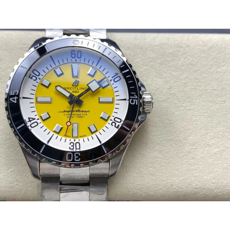 Breitling Superocean A17375211I1A1 Replica - Gele Wijzerplaat Steel Link Bracelet