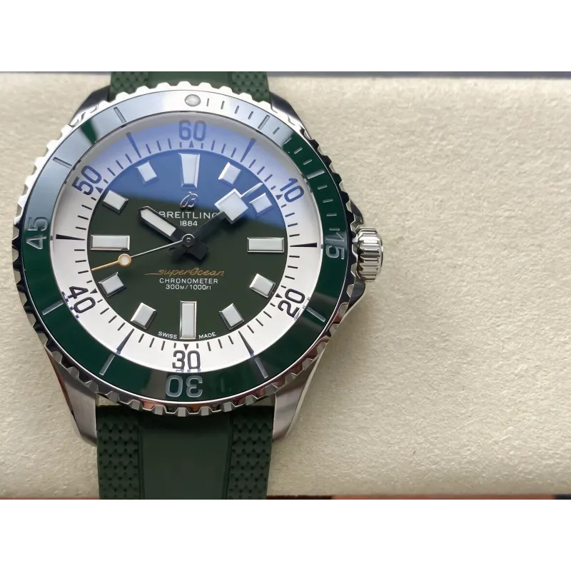 Breitling Superocean 42 A17375A31L1S1 Replica - Groene Wijzerplaat Rubberen Band