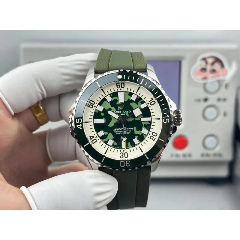 Breitling Superocean Automatic 46 E10379D31L1S1 Replica - Groene Wijzerplaat Rubberen Band