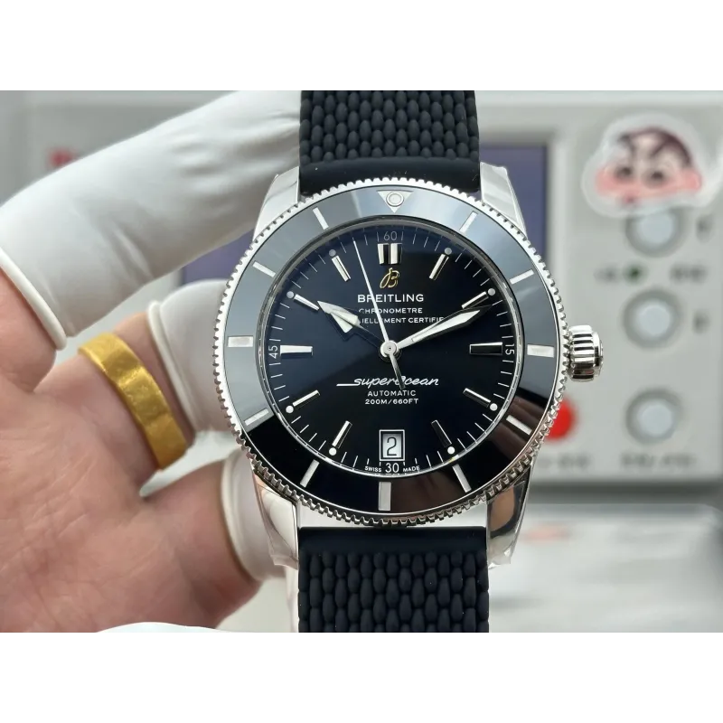 Breitling Superocean Heritage AB201012 Replica - Zwarte Wijzerplaat Rubberen Band